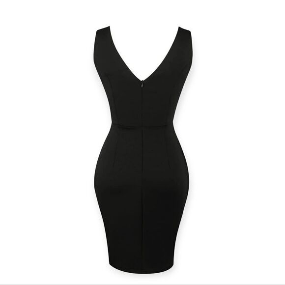 NWT oxiuly Women's Wrap V Neck Bodycon Ruched Cocktail Party Dress - Picture 3 of 4